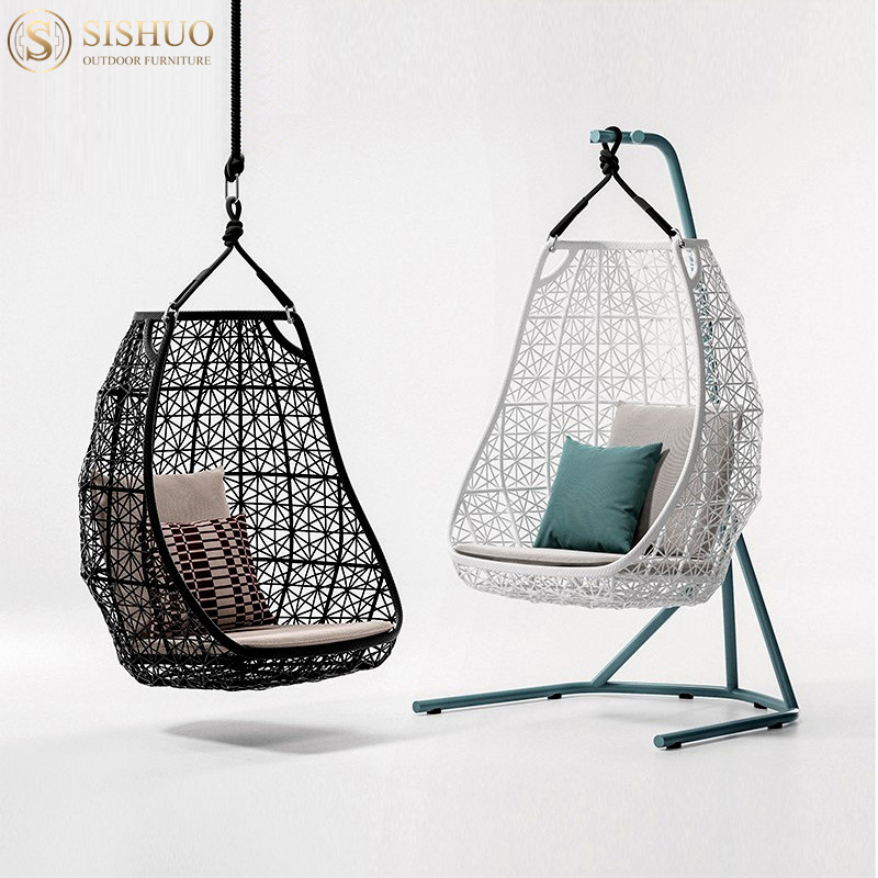 Weather Resistant Outdoor Swing Canopy Daybed Patio Deck Furniture Garden Wicker Rope Hanging Swing Chair