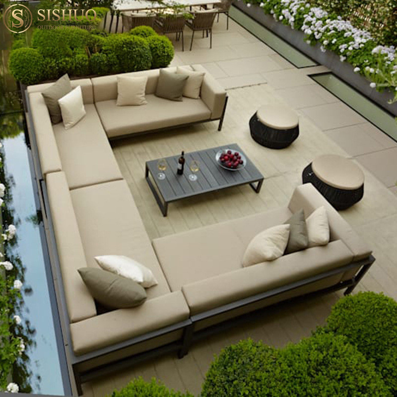 Modern Foshan All weather cushion garden furniture set white aluminum patio furniture outdoor