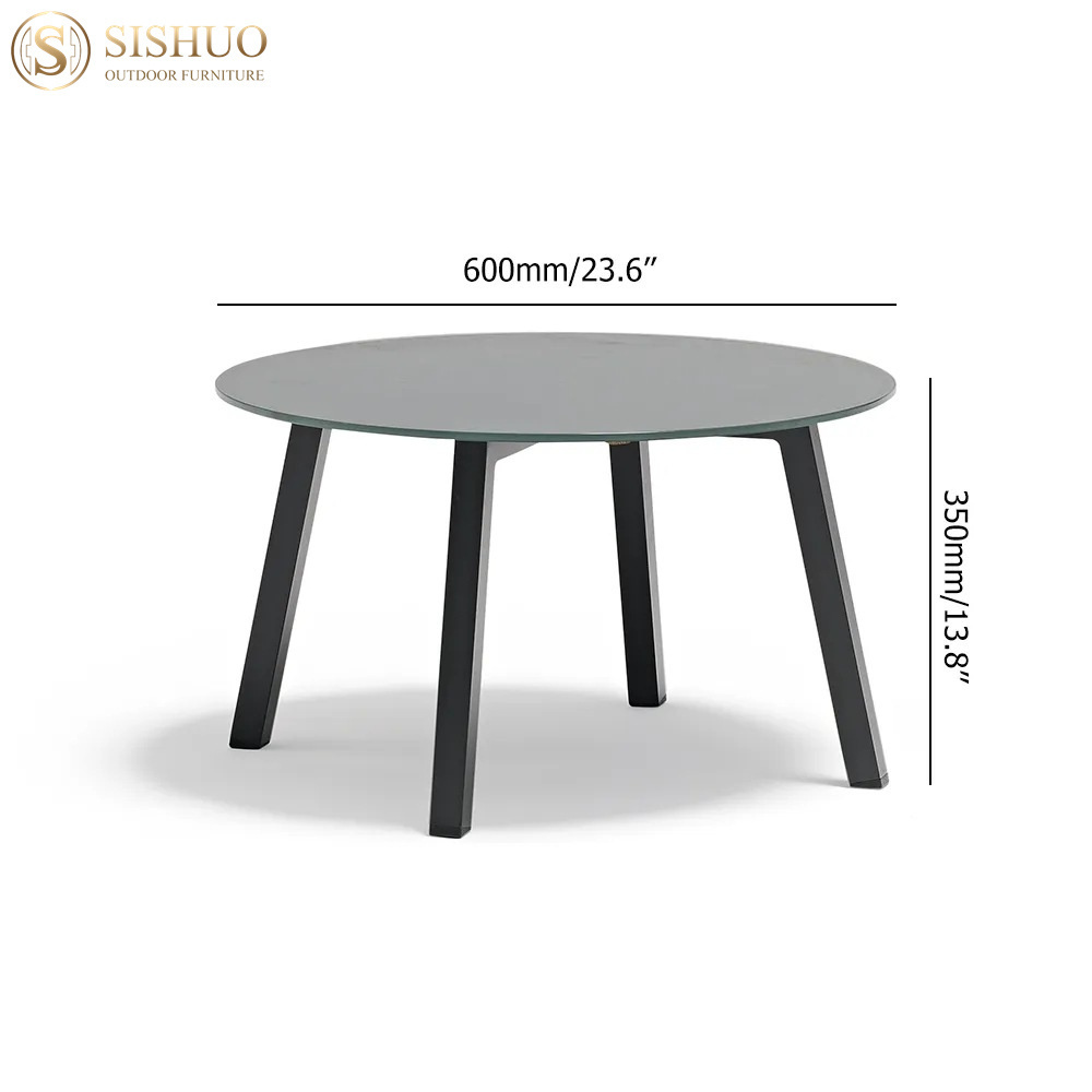 Foshan Factory Customized Bistro Patio Hotel Aluminum Black Round Outdoor Patio Coffee Table