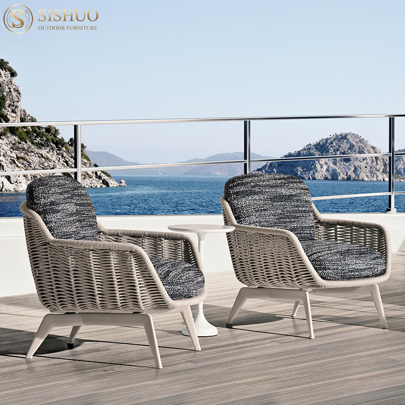 Modern patio leisure Aluminium frame with rope sofa set poolside outdoor garden furniture