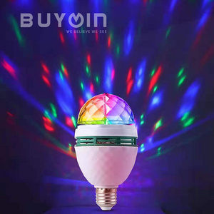 3W LED Disco Light Bulb E27 Rotating Strobe Bulbs Multi Changing Color Crystal Stage Party Lights Disco Lamp