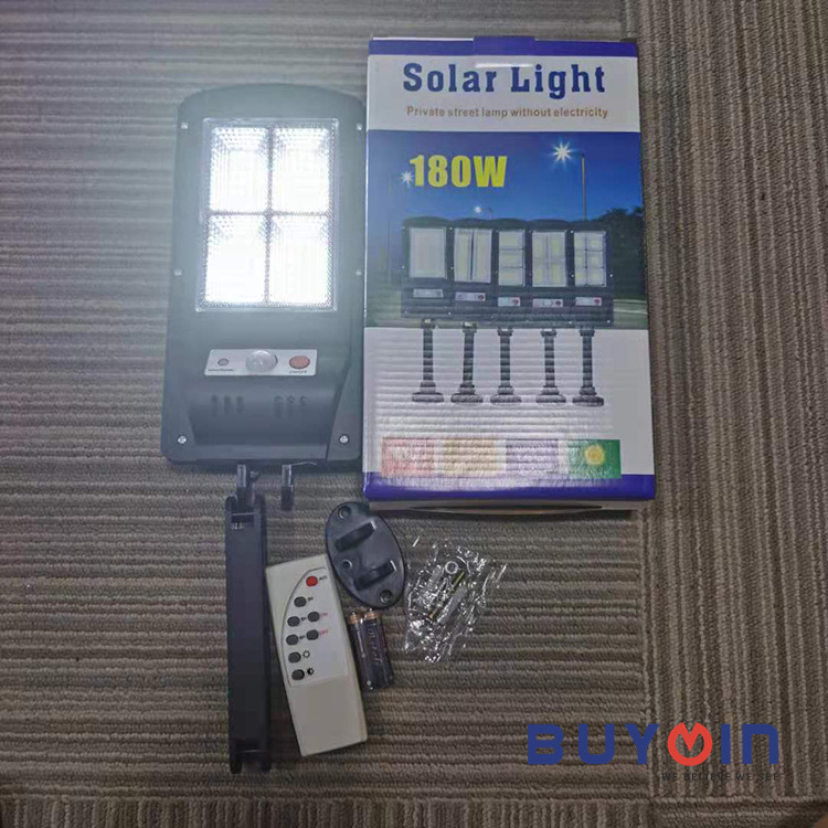 Outdoor IP65 Waterproof Solar Light Dusk to Dawn Security Light for Yard, Garden, Street 180W 2000 lumen Solar Street Lights