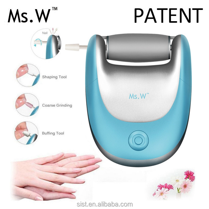 Ms.W Rechargeable electric foot hard skin remover, 2 in 1 home use foot file pedicure callus remover