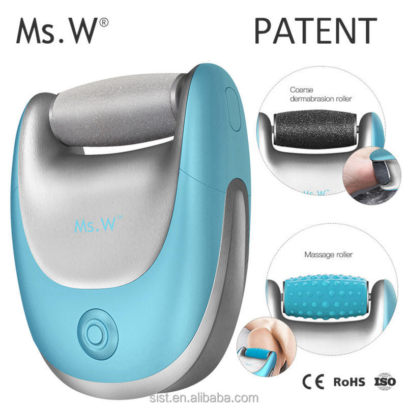 Ms.W Rechargeable electric foot hard skin remover, 2 in 1 home use foot file pedicure callus remover