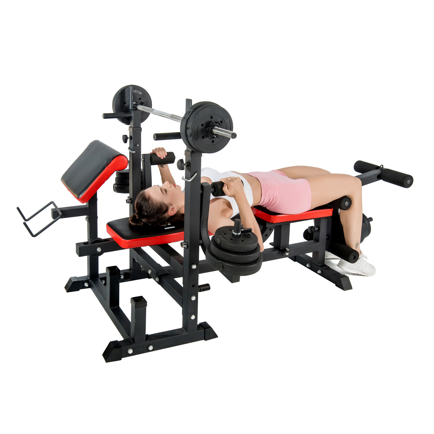 Home Gym Equipment  Multi Function Adjustable Sit Up Weight Bench Press Power Squat Rack with Leg Extension