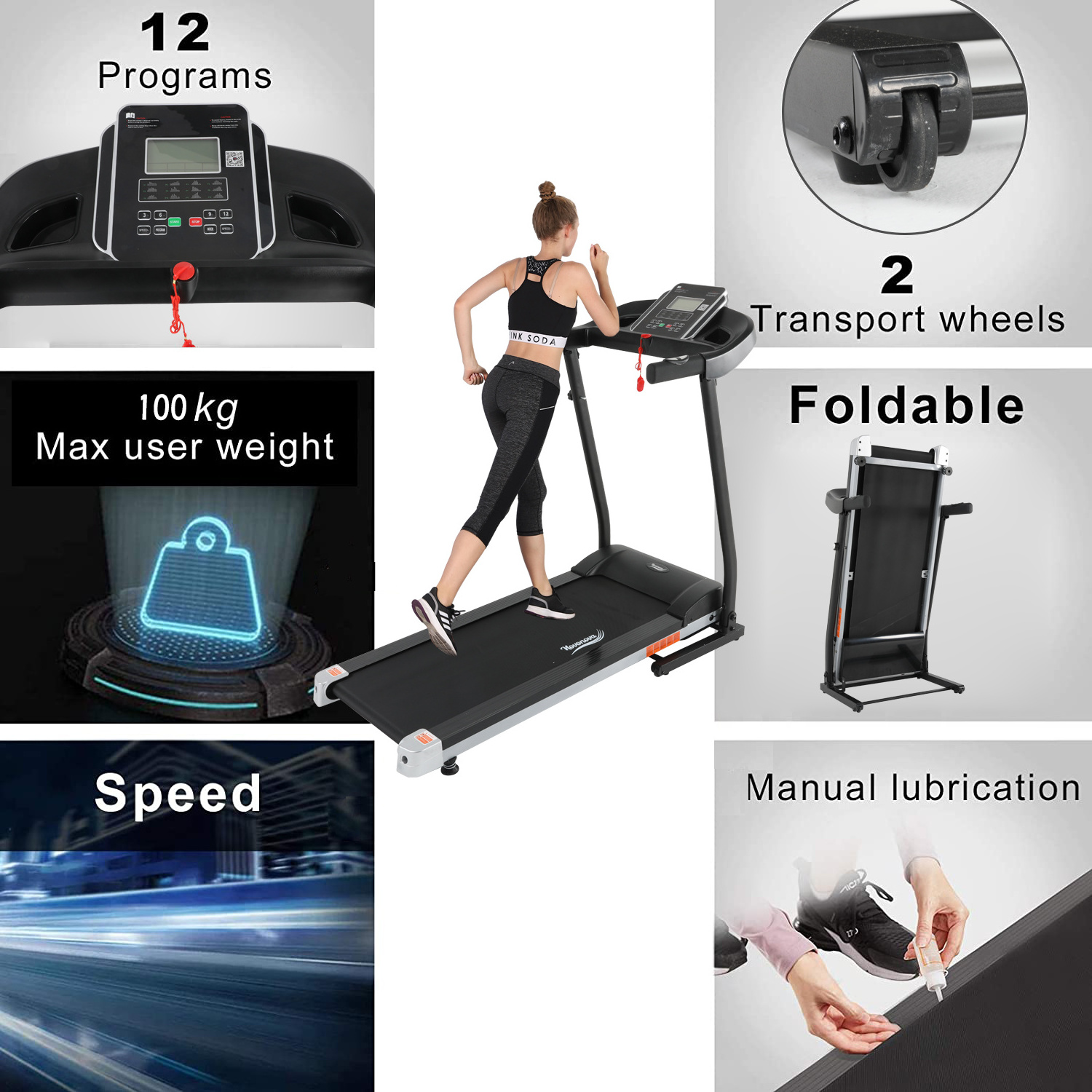 home use running machine commercial electric treadmill with led screen