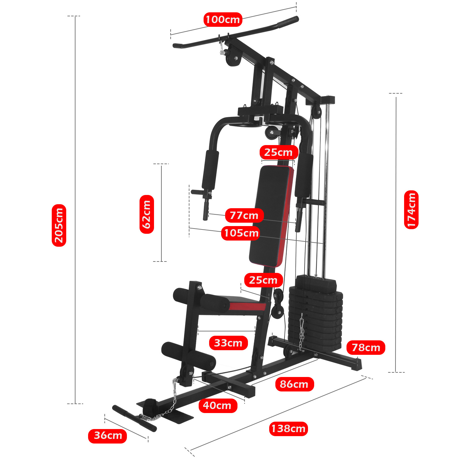 Hot Sale commercial Exercise Home Gym Multi Station Equipment with 65kgd weight stack