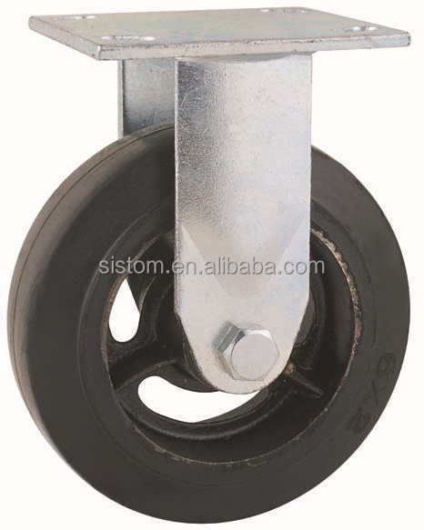 44 Series Double Ball Raceway Heavy Duty 4x2, 5x2, 6x2, 8x2 rigid swivel with brake  industrial Black moldon rubber wheel Caster