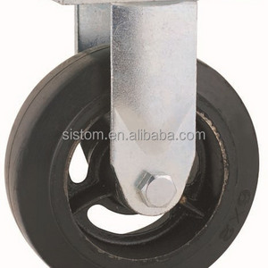 44 Series Double Ball Raceway Heavy Duty 4x2, 5x2, 6x2, 8x2 rigid swivel with brake  industrial Black moldon rubber wheel Caster