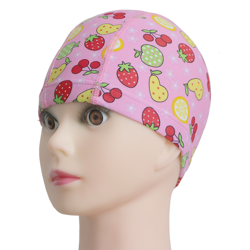 Factory wholesale sublimation printing fabric lycra swimming cap for kids Children swim cap