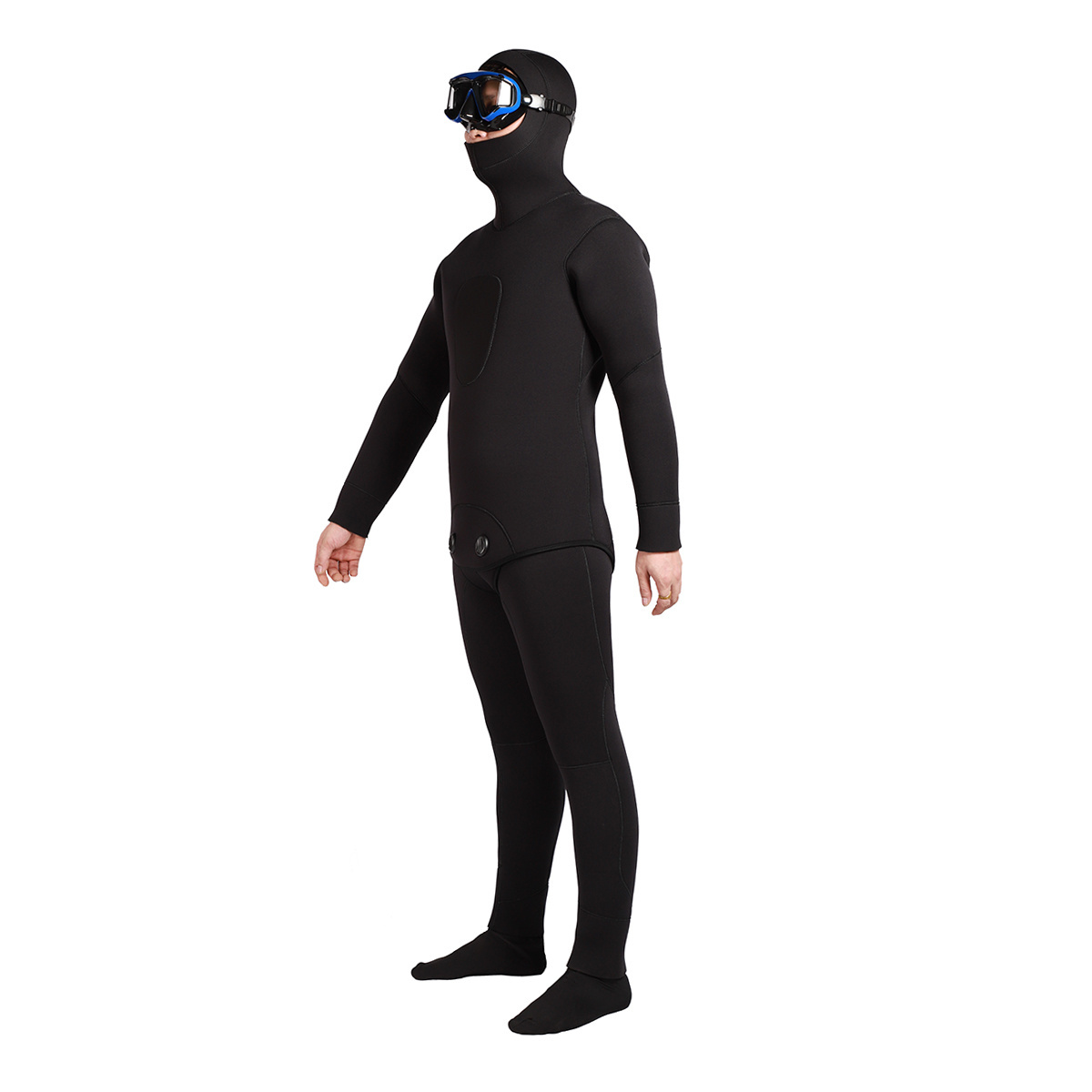 5mm open cell Spearfishing Wetsuits thick  2 Pieces Hooded Scuba Diving Suit for Men Black Waterproof Anti Style