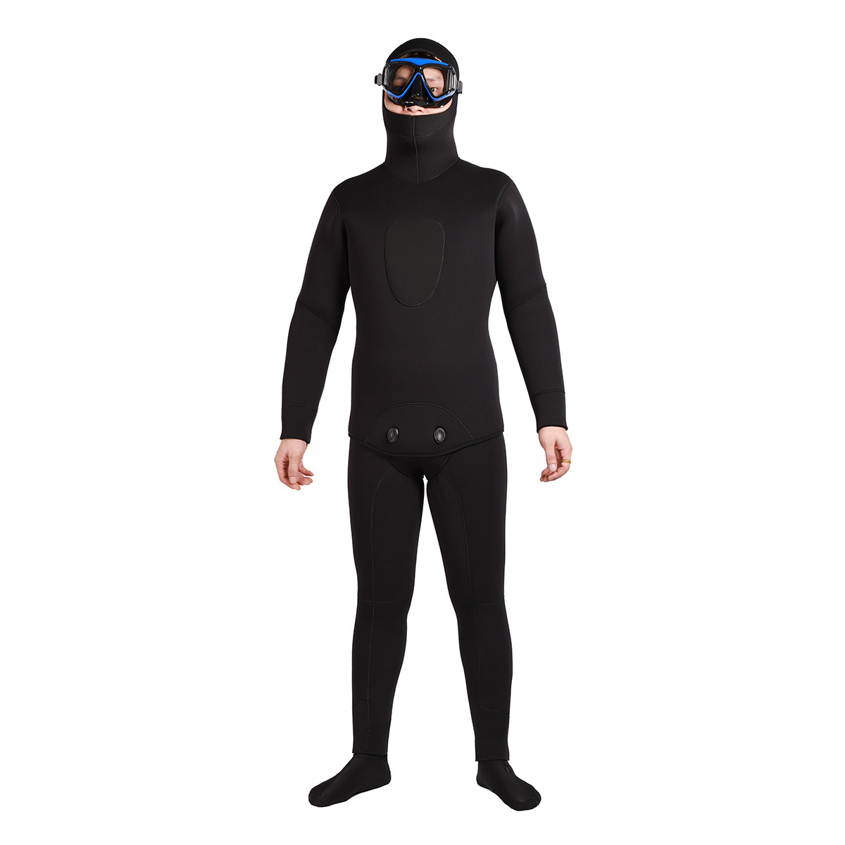 5mm open cell Spearfishing Wetsuits thick  2 Pieces Hooded Scuba Diving Suit for Men Black Waterproof Anti Style