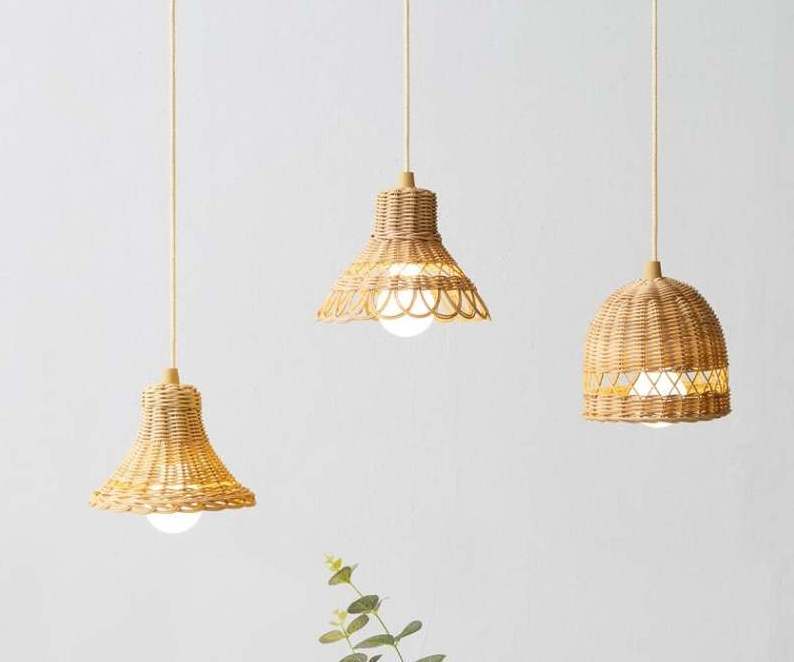 Mini Lampshade Wicker Rattan Small lampshade Hanging Ceiling Pendant Light, handmade Interior Decor lampshades SRL-623