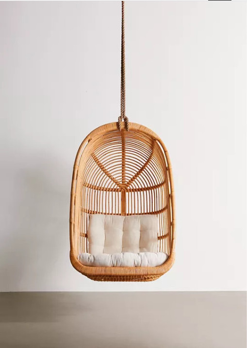 SISU Furniture Natural Rattan Hanging Egg Chair Birds Nest Chair Wicker Swing Outdoor Chair with Stand Patio