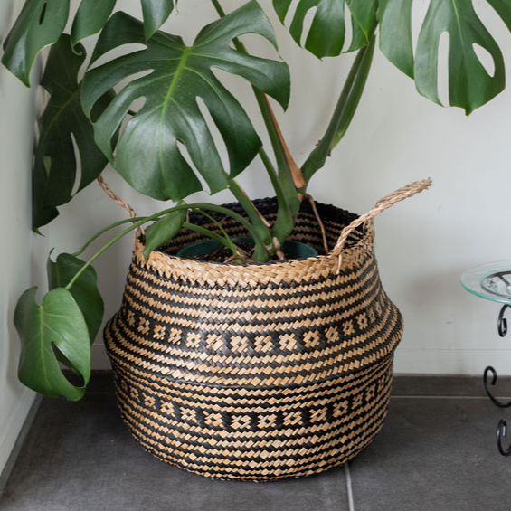 Seagrass Basket Storage With Handle for Room/ Seagrass Homewares/ Seagrass plant pot indoor seagrass planter