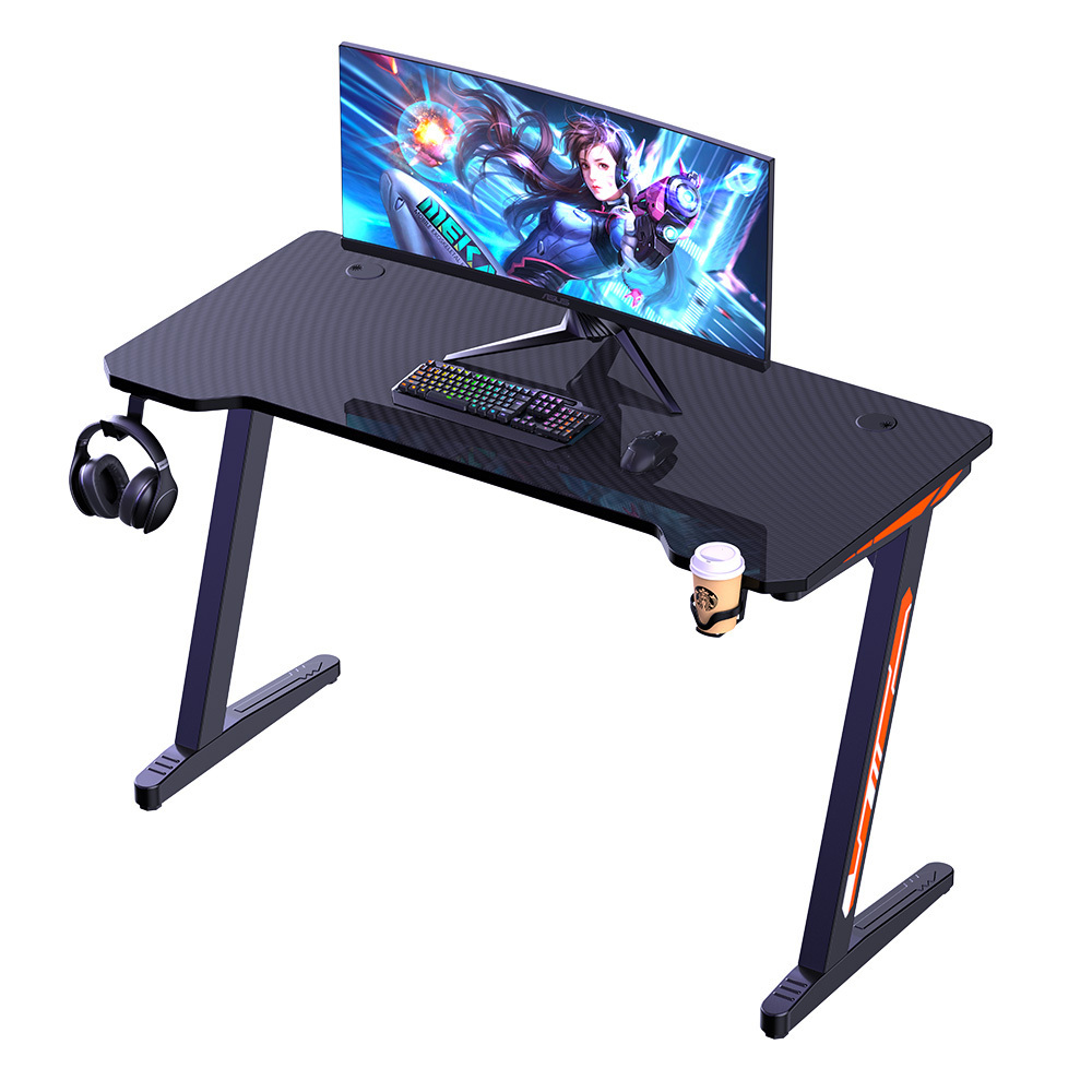 NBHY High Quality RGB Gamer Table Bureau Gaming Computer Desk LED Table Gaming with Headset and Cup Hanger