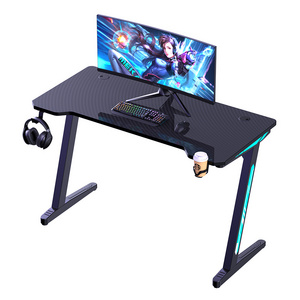 NBHY High Quality RGB Gamer Table Bureau Gaming Computer Desk LED Table Gaming with Headset and Cup Hanger