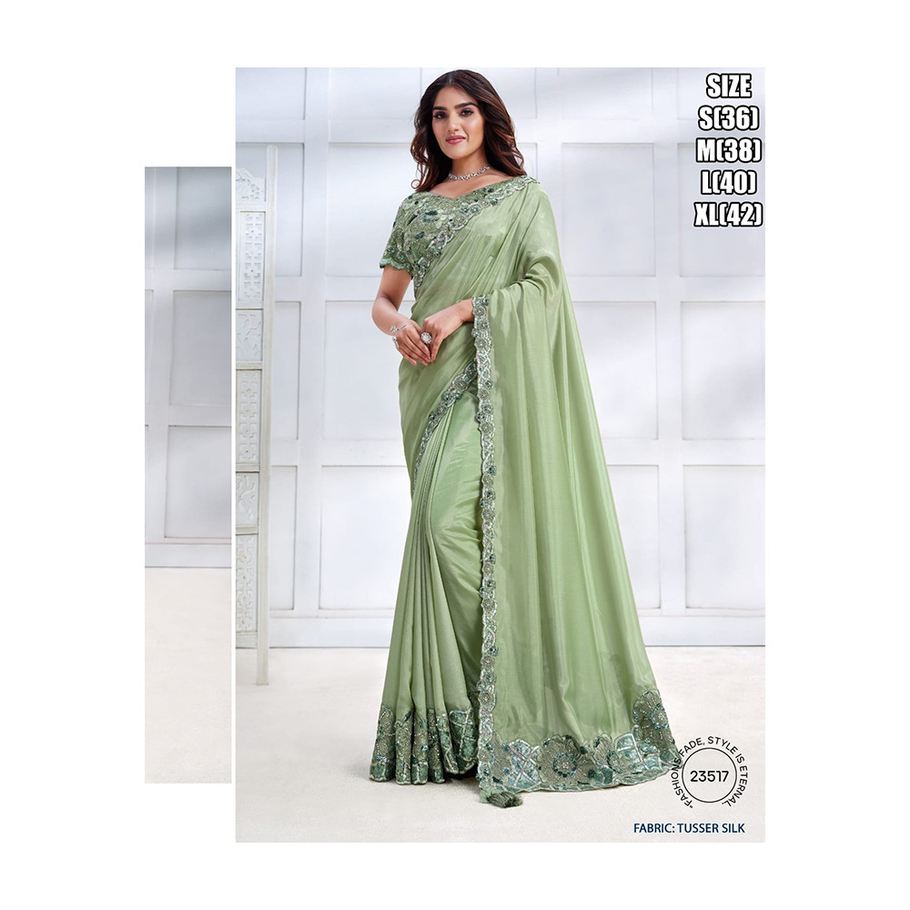 Presenting Wedding Wear Designer Saree With Stitched Blouse Silk Fabric At Best Price