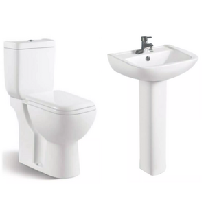 SQUARE SHAPED AQUA TWO PIECE WC TOILET & BASIN SET CERAMIC SANITARY WARE MADE IN INDIA