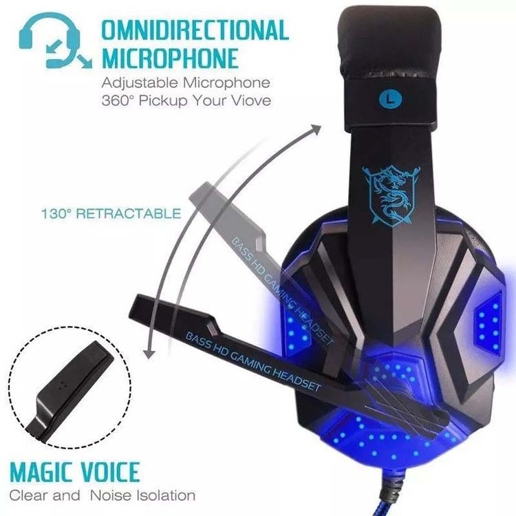 Stereo Sound Headsets with Mic PC780 Gaming Headset Earphone Wired Gamer Headphone LED light for Computer PC Gamer earbuds