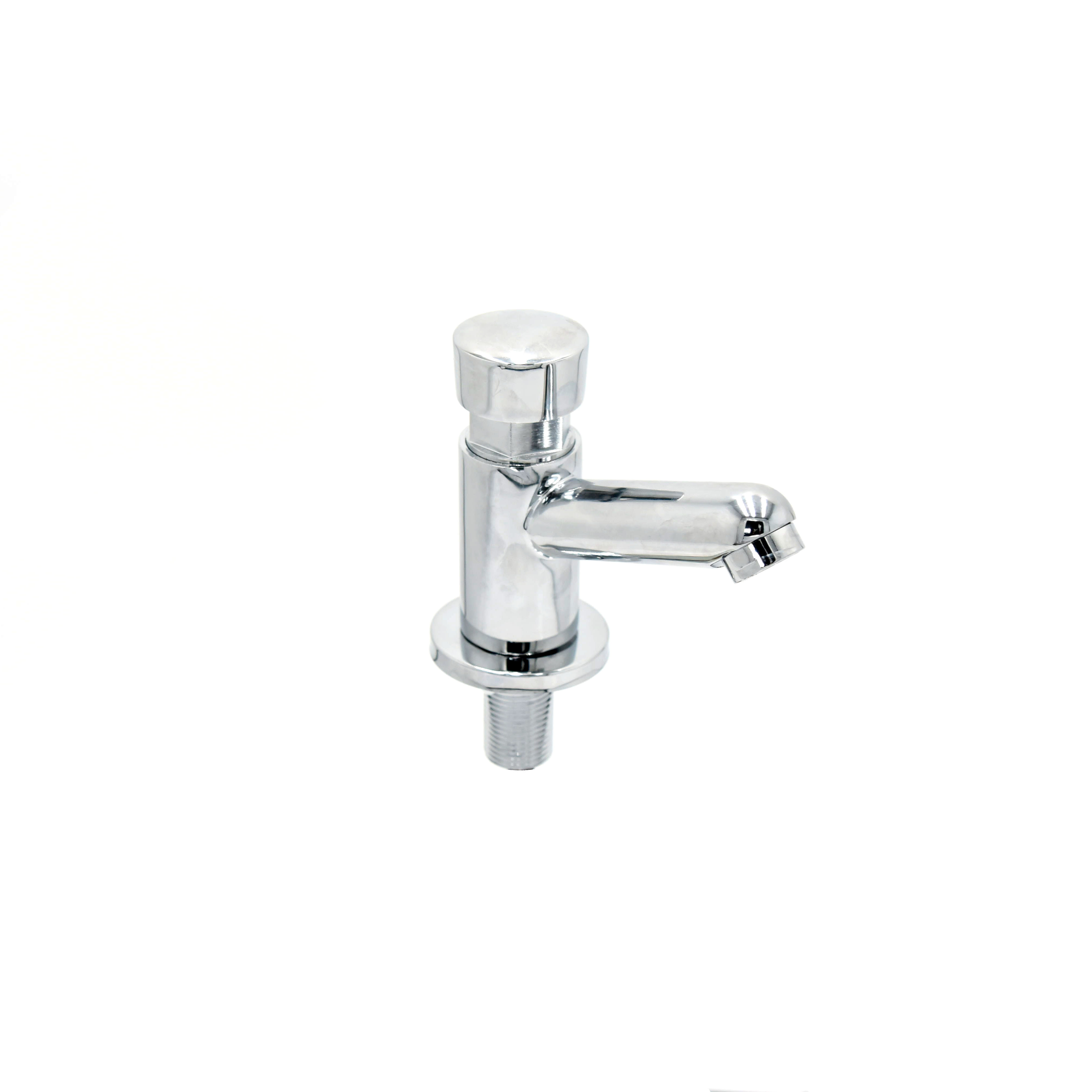 Public hotel toilet use brass water saving self closing push basin pillar time delay tap faucet