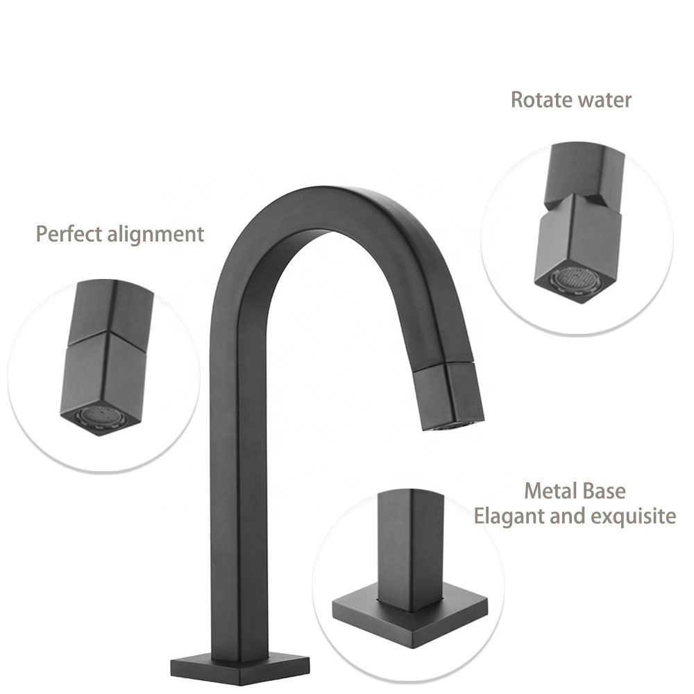 New Design 24Cm Net Pipe Cold Water Faucets Mixers Taps Basin Faucets Square Pull Down Bathroom Sinks Faucets