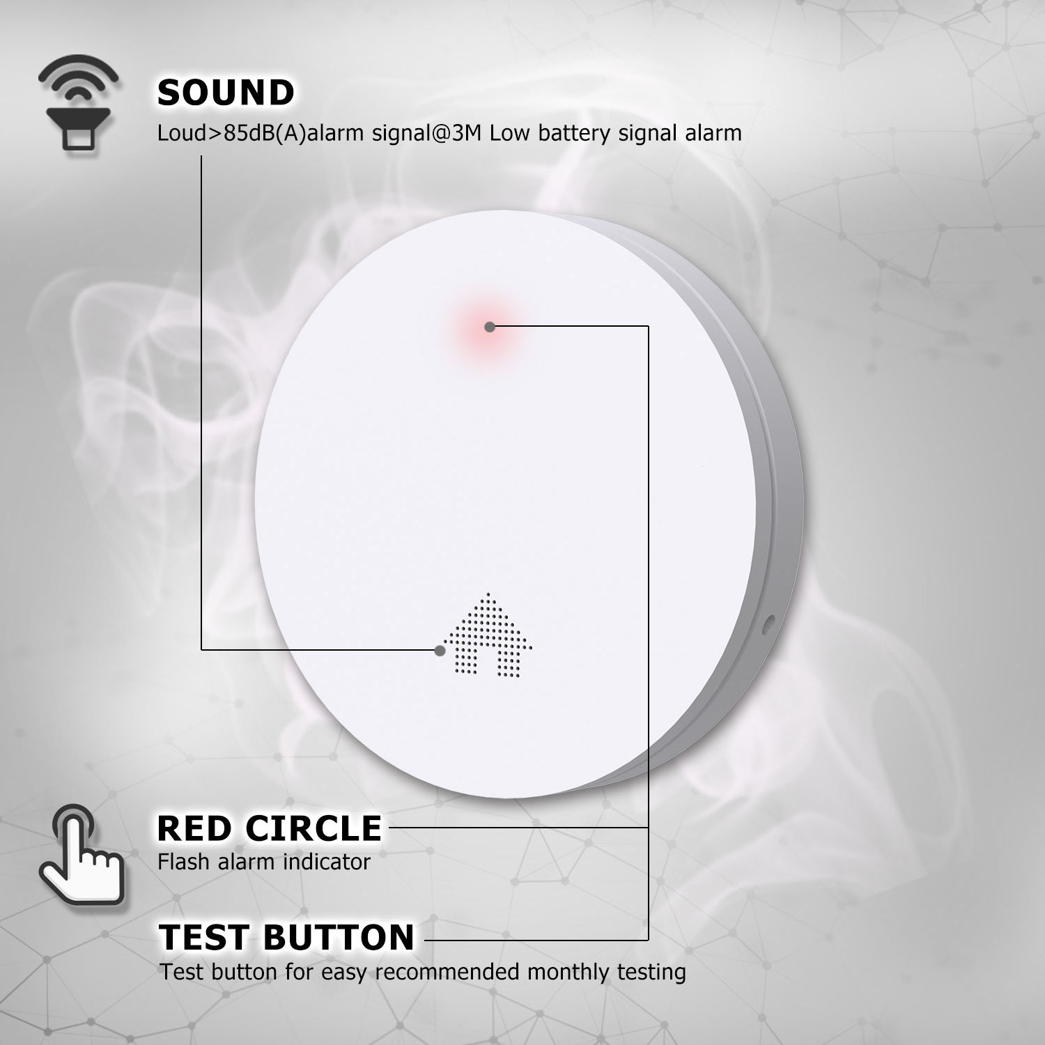 VDS Q Label Reddot design winner fashion slim ultra thin thinest smoke alarm rauchmelder with DC 3V 10 years lithium battery