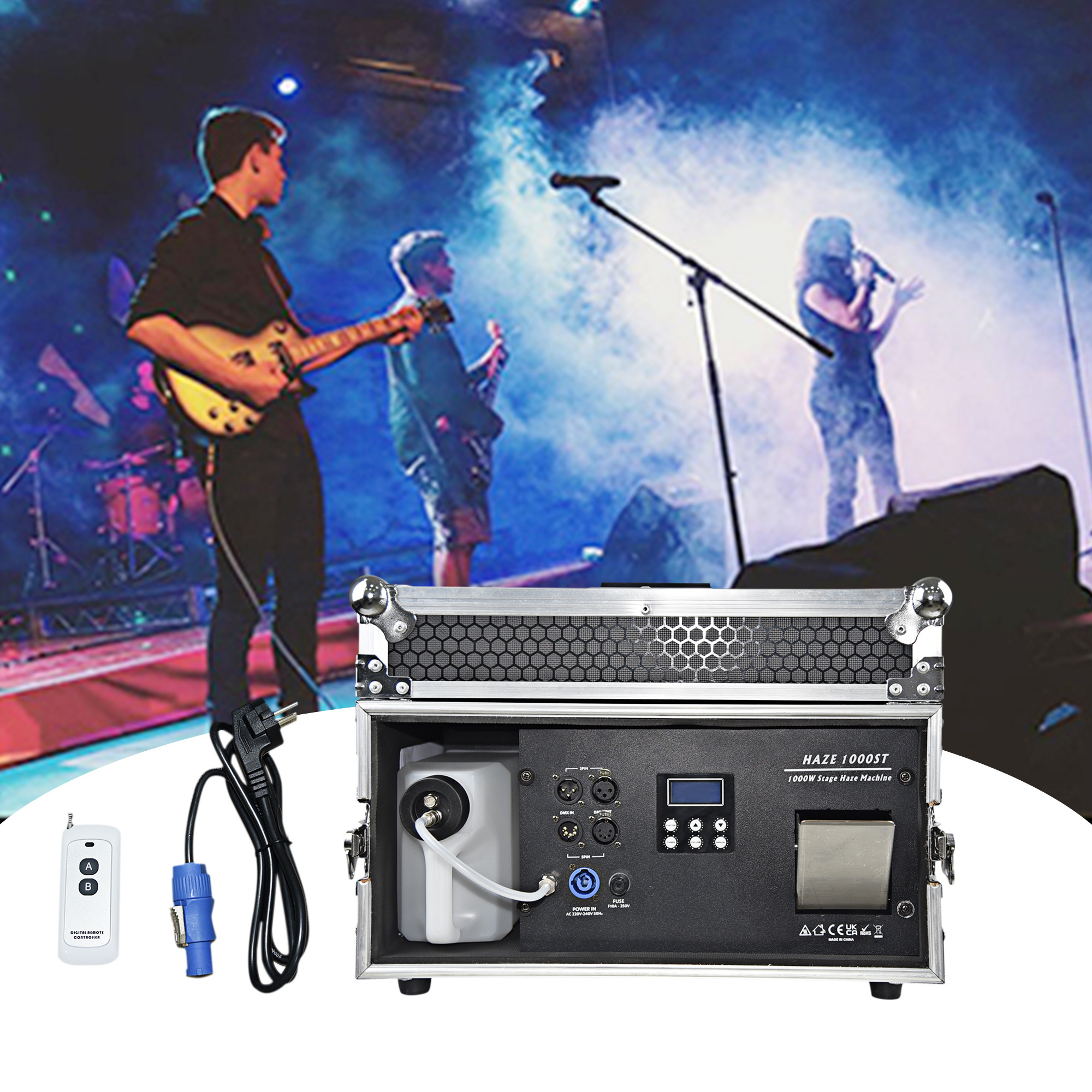 SITERUI Stage Effect Haze Machine Water Based DMX 1000W  Hazer Smoke Machine Smog Dry Ice Fog Machine With Flight case