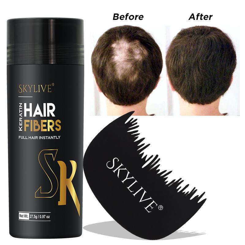 Hot Sale 24 hours hold fibra capilar topic hair building fibers hairline powder keratin black hair thickening fiber applicator