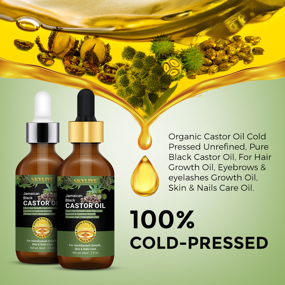 Hot Sales 100% Pure Natural Organic Jamaican Black Cold Press Castor Oil Body Hair Nail Massage Oil Flower Essential Oil Set