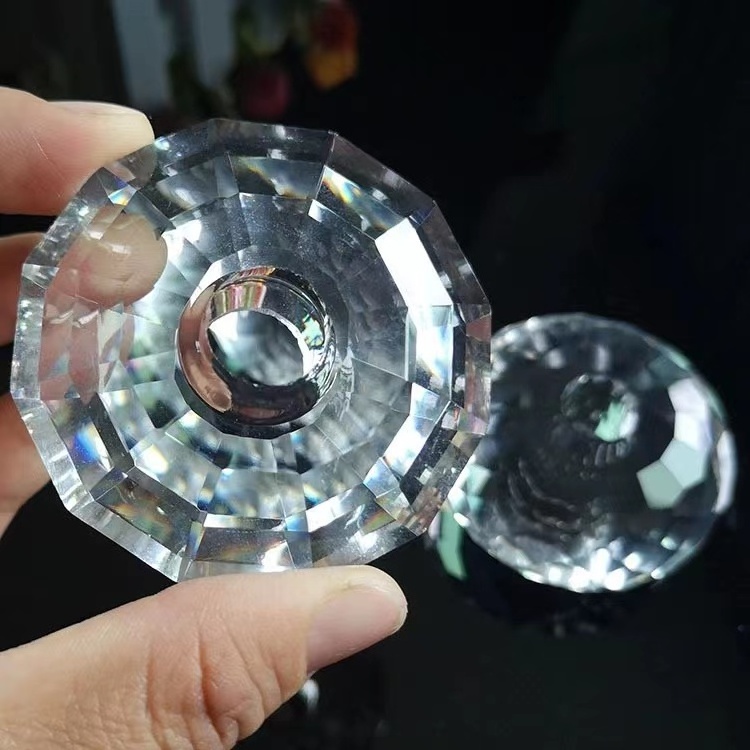 k9 quality Faceted Crystal Glass Ball for Furniture Accessory Solid faceted Crystal Glass sphere Ball with hole home decoration