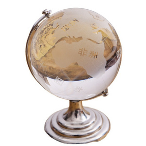 Custom Decorative Rotating Clear Crystal Glass World Globe For Desktop Wedding Favors Gifts