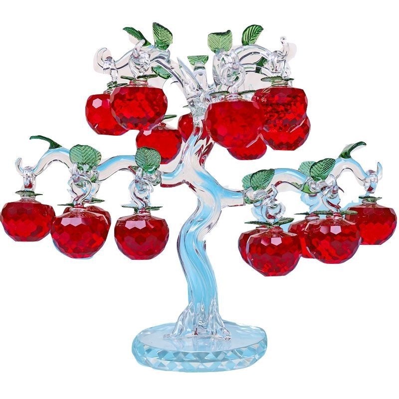 Honor of crystal Factory  Customized Crystal Christmas Tree Ornaments Crystal Glass Apple Tree Craft for Christmas Gifts