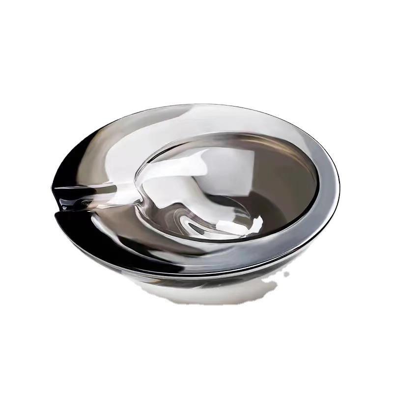 High Quality Crystal round Mini Glass Ashtray Silver Gray Modern Design for Cigar Tobacco Smoking