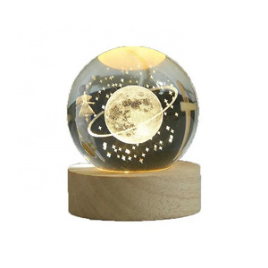 Hot sale custom creative design  birthday gift  solid glass  3D laser engraved Crystal ball for home decoration