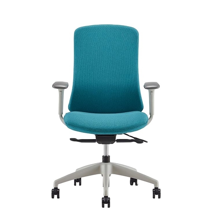 Height Adjustable High Office Chair Fabric Conference Room Fabric Surface Chair With Wheels Office Chair Fabric Blue