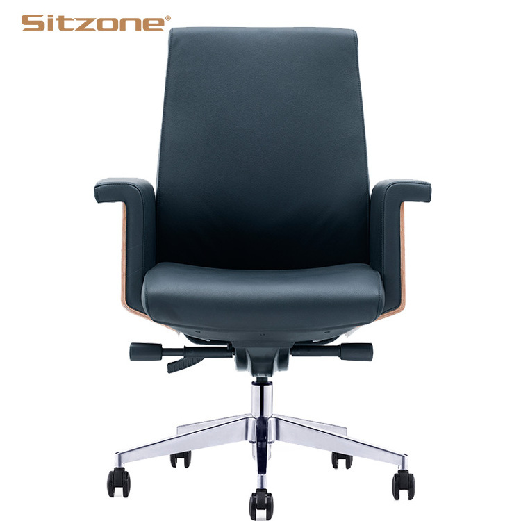 Sitzone Office Executive Chair Velvet White Swivel Ergonomic Leather Office Chair with Headrest for Office