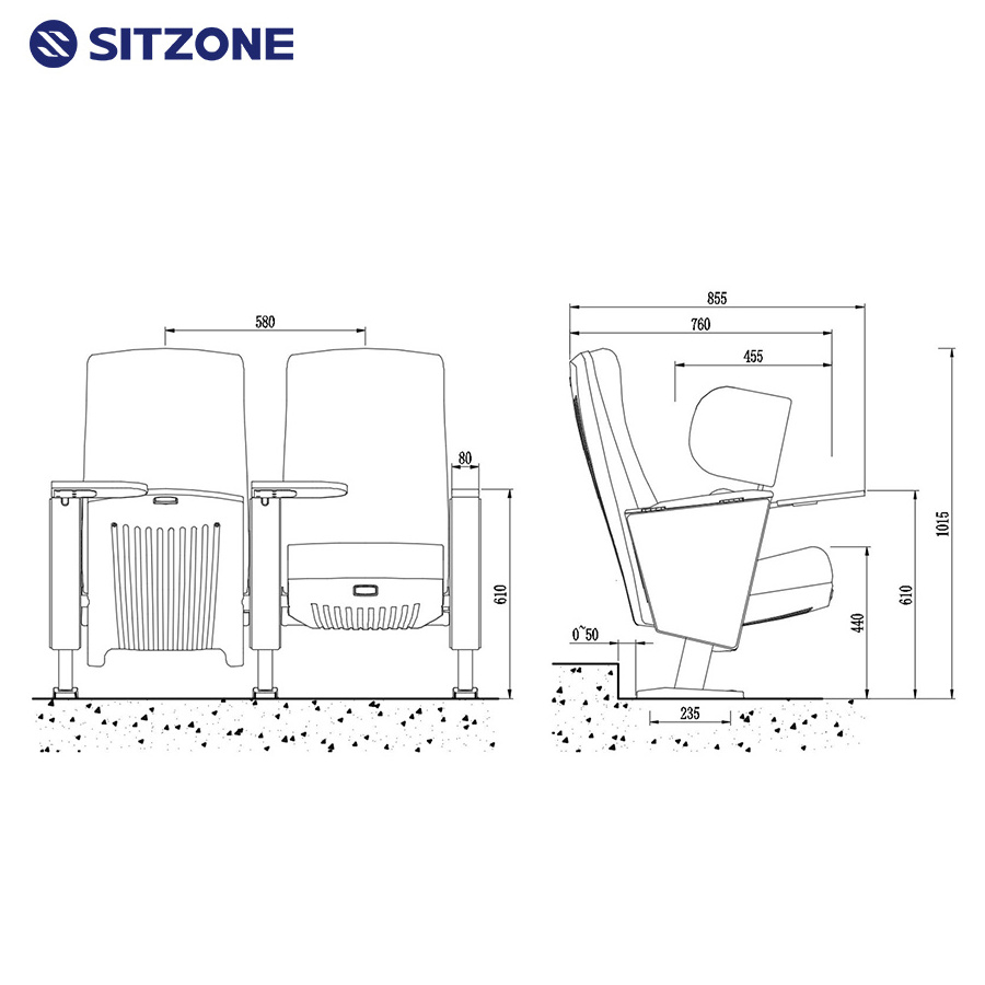 Sitzone Theater Church Seating Standard Seat Size Lecture Hall School Auditorium Chair for Sale Theater Furniture