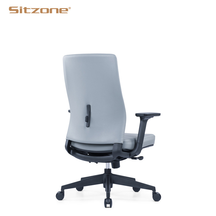 medium back black executive leather office chair in synthetic leather