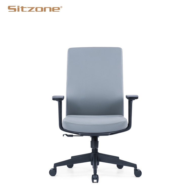 medium back black executive leather office chair in synthetic leather