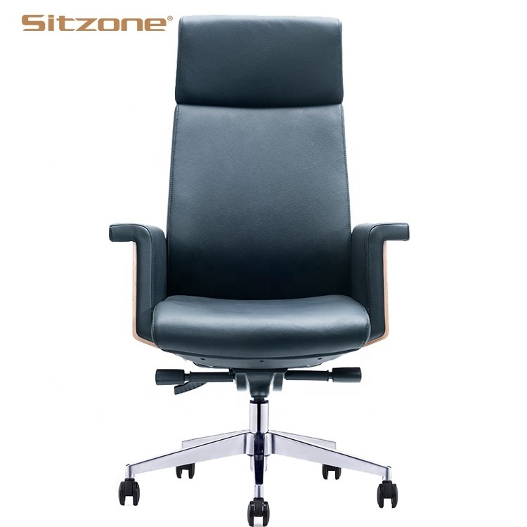 Sitzone Office Executive Chair Velvet White Swivel Ergonomic Leather Office Chair with Headrest for Office