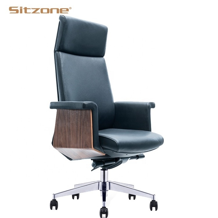 Sitzone Office Executive Chair Velvet White Swivel Ergonomic Leather Office Chair with Headrest for Office