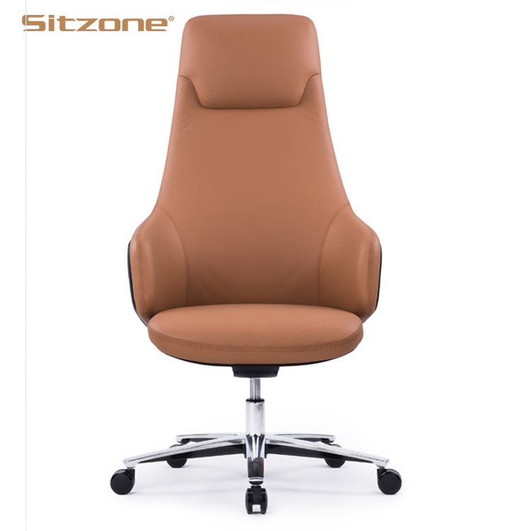 Sitzone high back luxury executive manager office chair genuine leather with multifunctional mechanism leather office chair