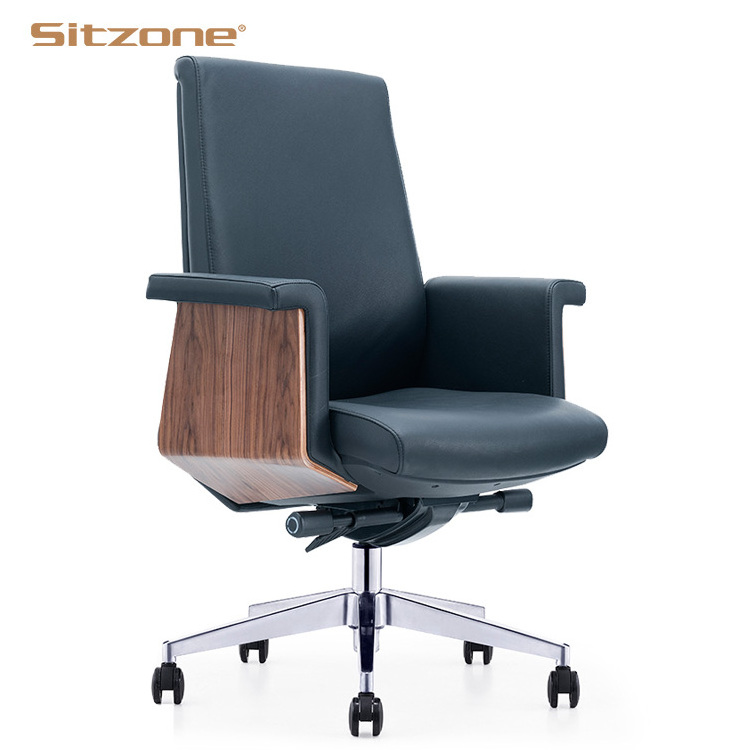 Sitzone Office Executive Chair Velvet White Swivel Ergonomic Leather Office Chair with Headrest for Office