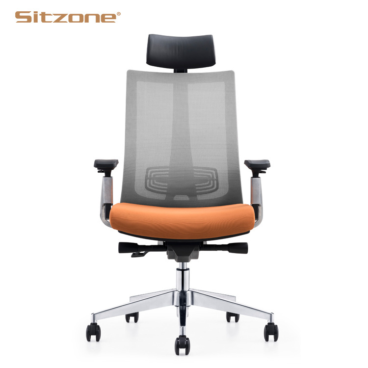 Sitzone Luxury Commercial Furniture Swivel Computer Desk Chair silla oficina Mesh Ergonomic Executive Office Chair With Headrest