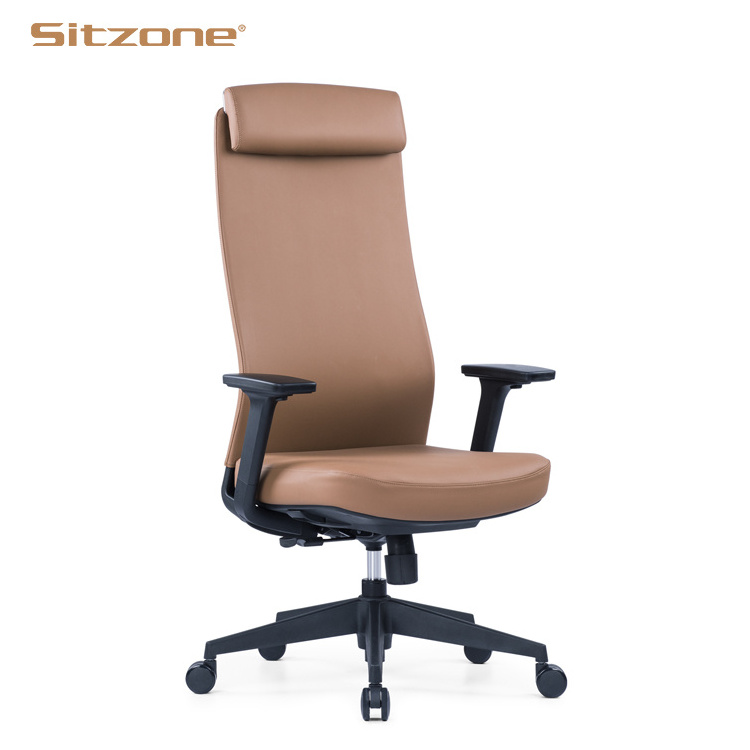 medium back black executive leather office chair in synthetic leather