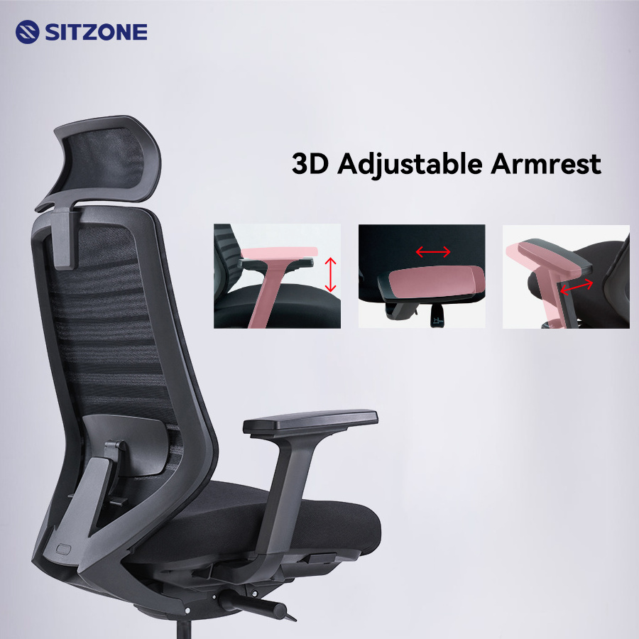 Sitzone Factory Adjustable Armrest Swivel High Back Ergonomic Mesh Office Chair Silla Escritorio De Oficina Home Office Chai