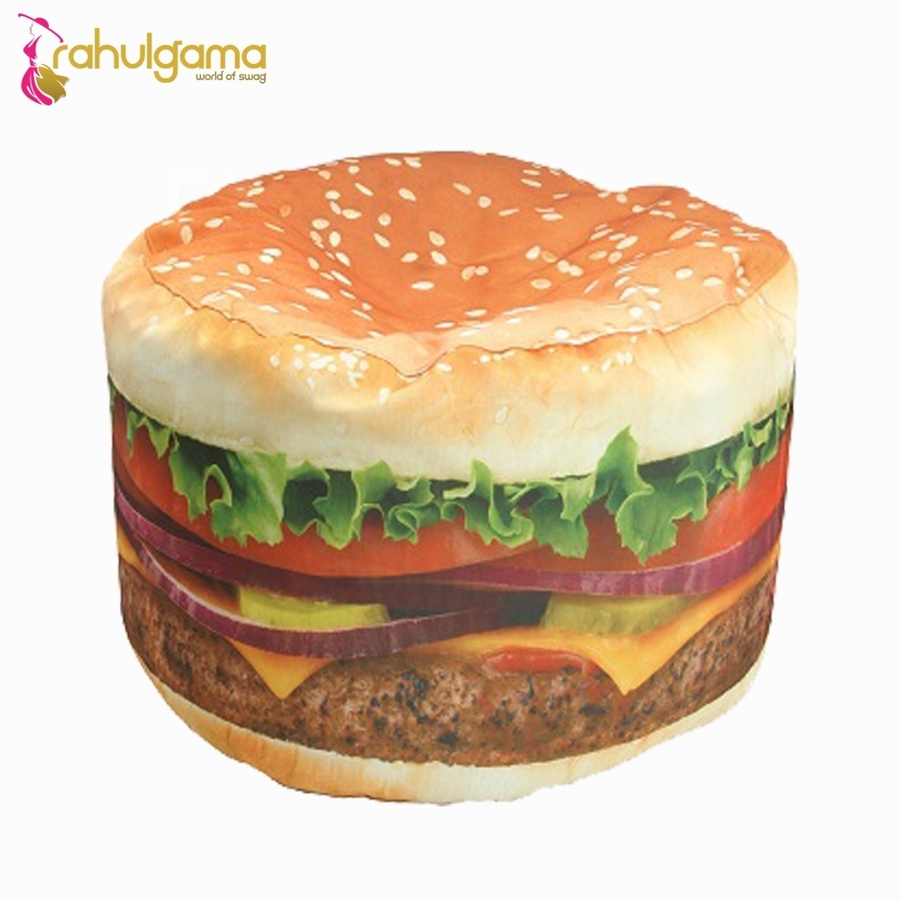 Printed Burger Shape Bean Bags