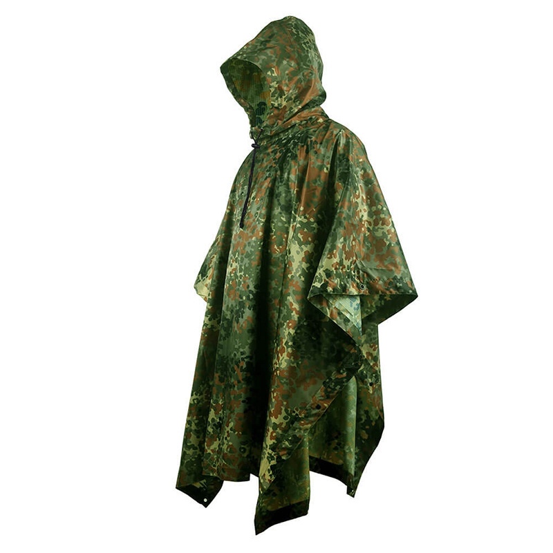 SIVI Outdoor Hiking Men Cape Waterproof Polyester Rain Wear Camouflage Raincoat Multi-functional Adult Tactical Poncho