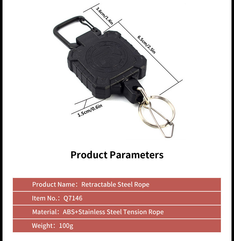 SABADO Outdoor Fly Fishing Retractor Locking Retractable Gear Tether Retractable Keychain Steel Retractable Cord